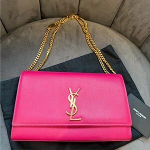 Yves Saint Laurent Kate Medium Hot Pink Leather Chain Shoulder Bag GHW